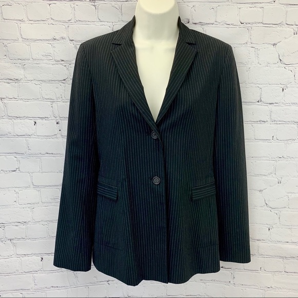 BCBG MAX AZRIA BLACK PINSTRIPE BLAZER JACKET SZ 2 - Picture 1 of 6